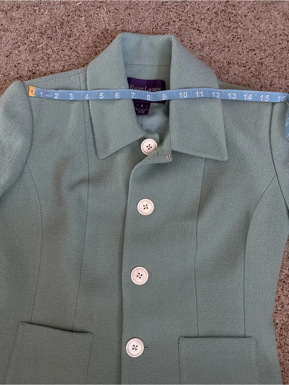 Ralph Lauren Purple Label Women's Mint Tailored Button-Front Blazer Size 8 - Picture 14 of 16